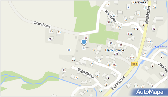 Harbutowice, Witkówka, 14, mapa Harbutowice