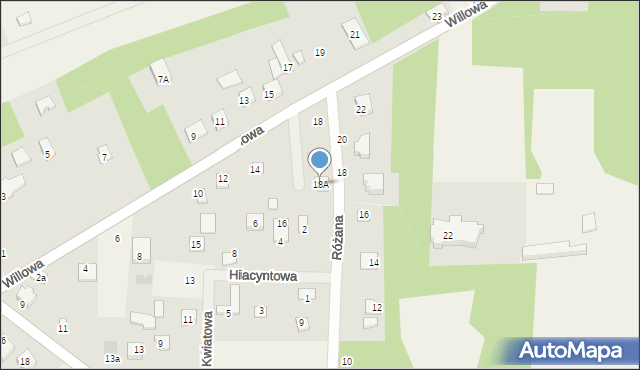 Huta Dłutowska, Willowa, 18A, mapa Huta Dłutowska