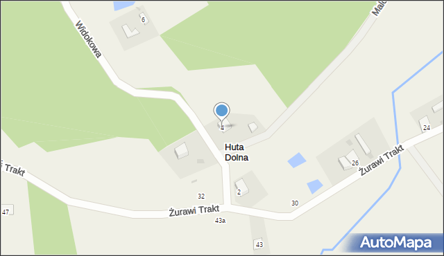 Huta Dolna, Widokowa, 4, mapa Huta Dolna