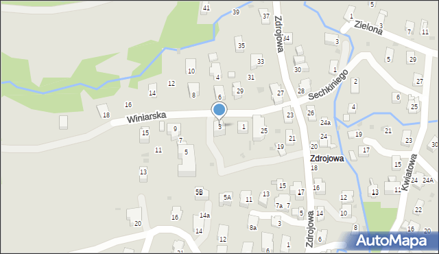 Iwonicz-Zdrój, Winiarska, 3, mapa Iwonicz-Zdrój