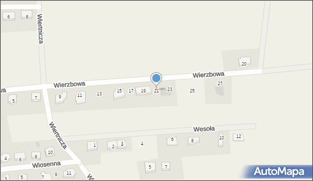 Jaczów, Wierzbowa, 21, mapa Jaczów
