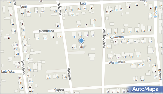 Jarocin, Wiślana, 21a, mapa Jarocin