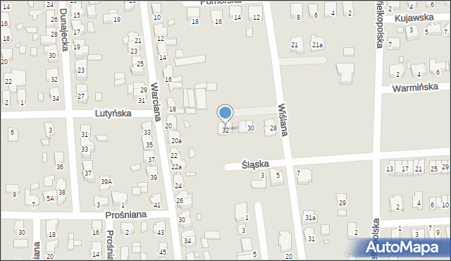 Jarocin, Wiślana, 32, mapa Jarocin