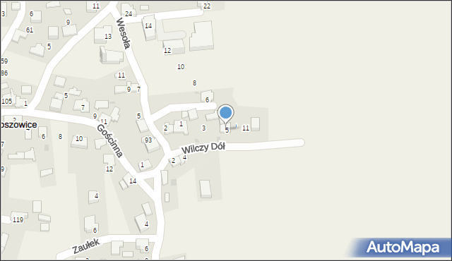 Jaroszowice, Wilczy Dół, 5, mapa Jaroszowice
