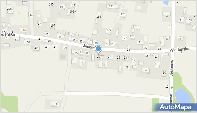 Jasień, Wiedeńska, 29, mapa Jasień