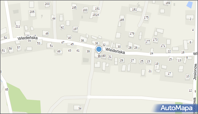 Jasień, Wiedeńska, 35, mapa Jasień