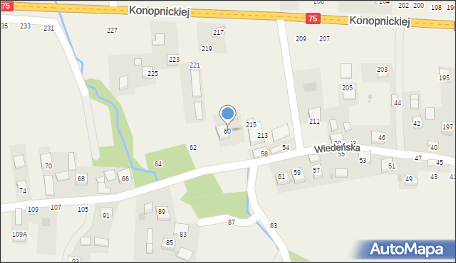 Jasień, Wiedeńska, 60, mapa Jasień