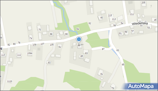 Jasień, Wiedeńska, 89, mapa Jasień