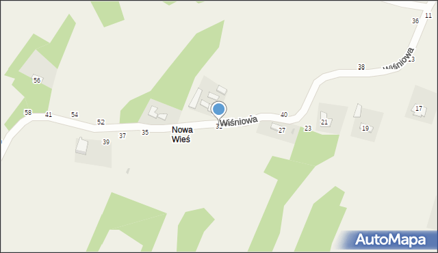 Jasień, Wiśniowa, 31, mapa Jasień