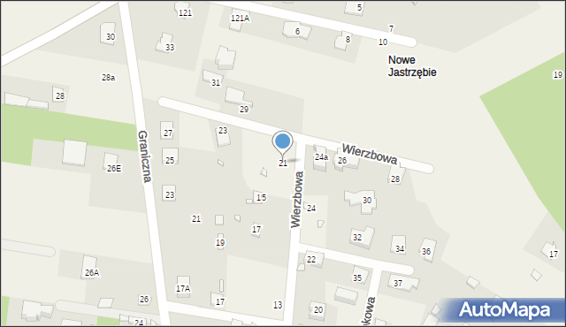 Jastrzębie, Wierzbowa, 21, mapa Jastrzębie