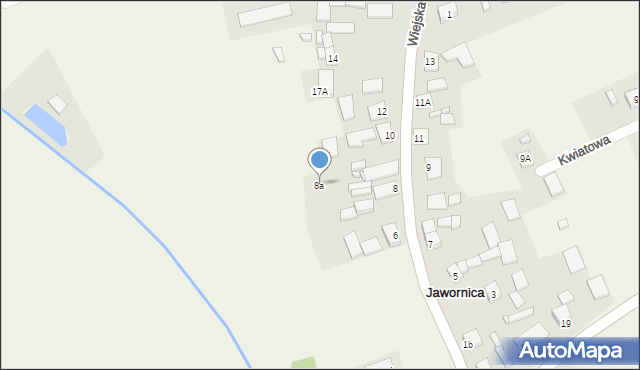 Jawornica, Wiejska, 8a, mapa Jawornica