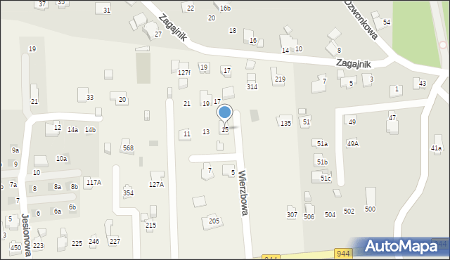 Jaworze, Wierzbowa, 15, mapa Jaworze