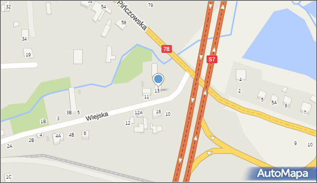 Jędrzejów, Wiejska, 9, mapa Jędrzejów