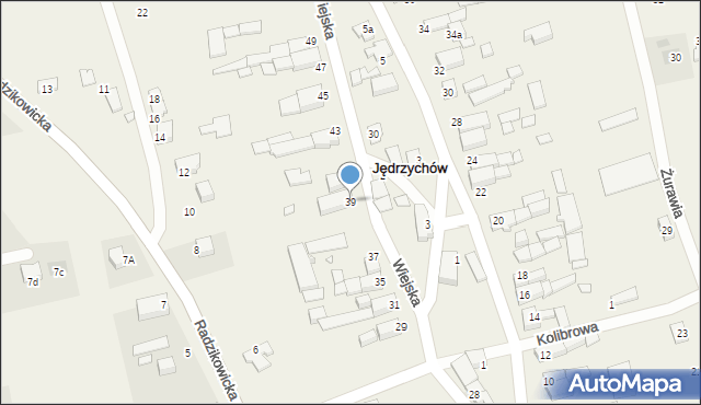 Jędrzychów, Wiejska, 39, mapa Jędrzychów