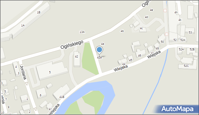 Jelenia Góra, Wiejska, 42a, mapa Jelenia Góra