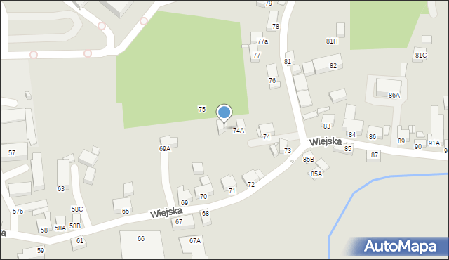 Jelenia Góra, Wiejska, 74B, mapa Jelenia Góra