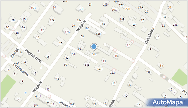 Józefosław, Wiejska, 56b, mapa Józefosław