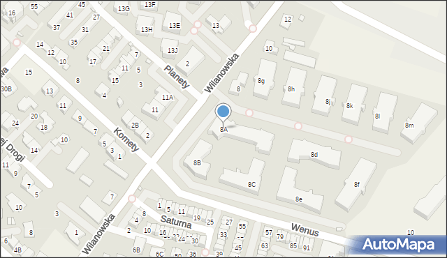Józefosław, Wilanowska, 8A, mapa Józefosław
