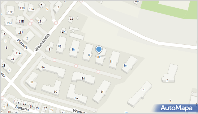 Józefosław, Wilanowska, 8k, mapa Józefosław