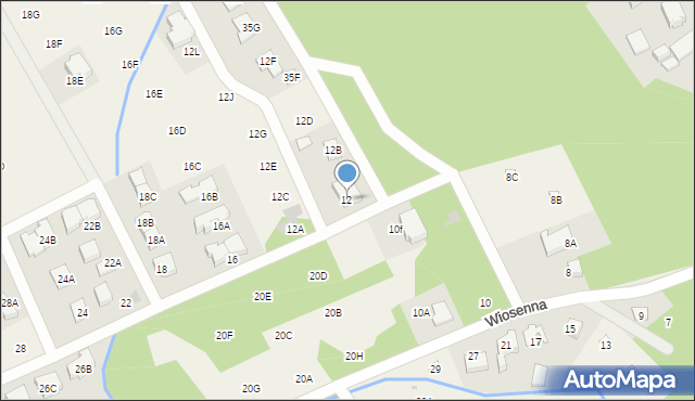 Józefów, Wiosenna, 12, mapa Józefów