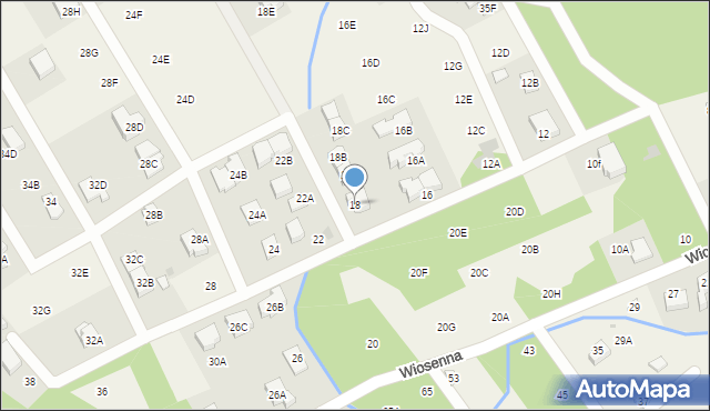 Józefów, Wiosenna, 18, mapa Józefów