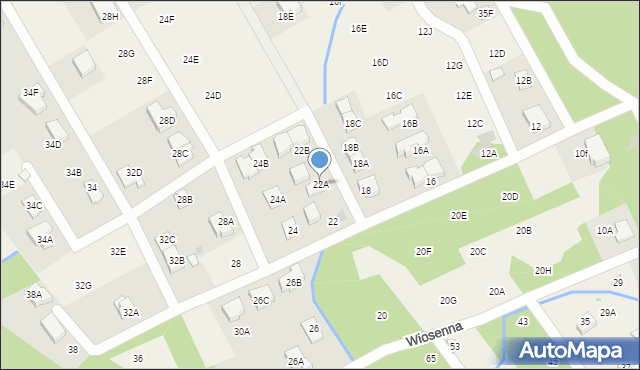 Józefów, Wiosenna, 22A, mapa Józefów