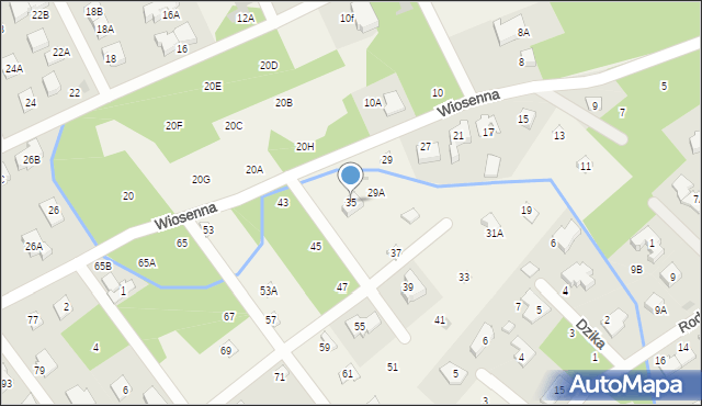 Józefów, Wiosenna, 35, mapa Józefów