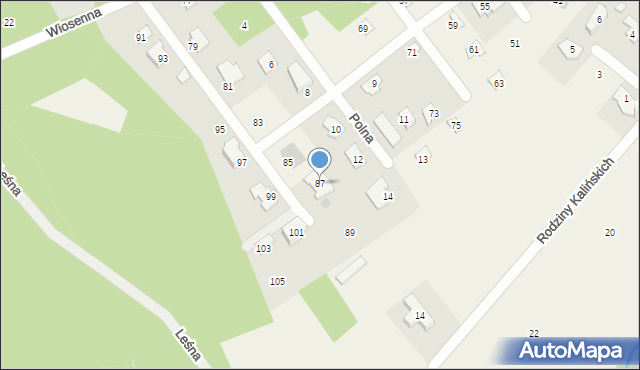 Józefów, Wiosenna, 87, mapa Józefów