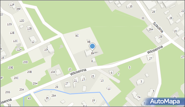 Józefów, Wiosenna, 8A, mapa Józefów