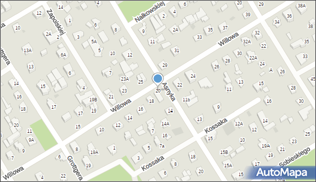 Józefów, Willowa, 20, mapa Józefów