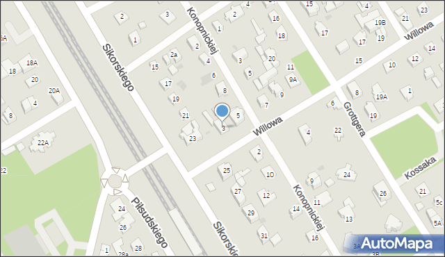 Józefów, Willowa, 3, mapa Józefów