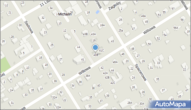 Józefów, Willowa, 41B, mapa Józefów