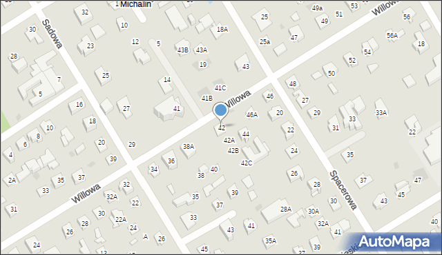 Józefów, Willowa, 42, mapa Józefów
