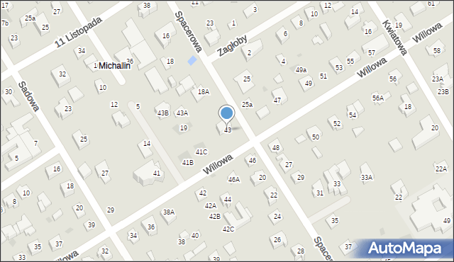 Józefów, Willowa, 43, mapa Józefów