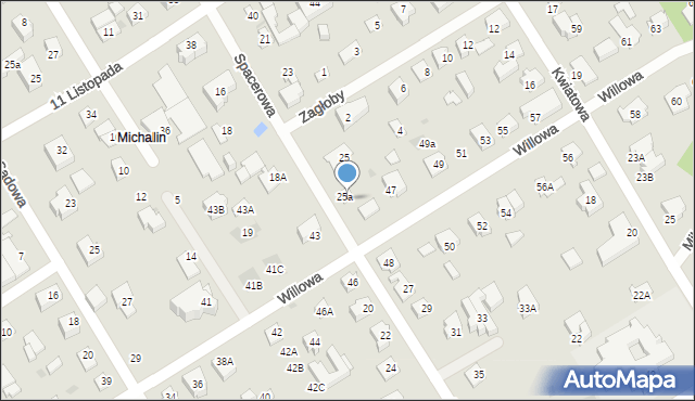Józefów, Willowa, 45, mapa Józefów