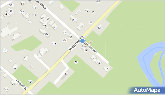 Józefów, Wiązowska, 58a, mapa Józefów