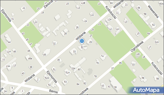 Józefów, Wiślana, 31, mapa Józefów