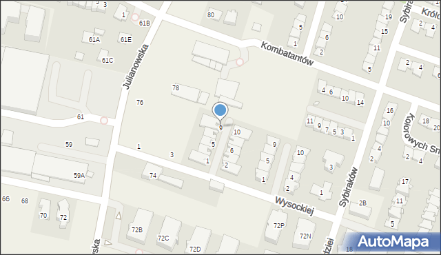 Julianów, Willa Wrzos, 9, mapa Julianów