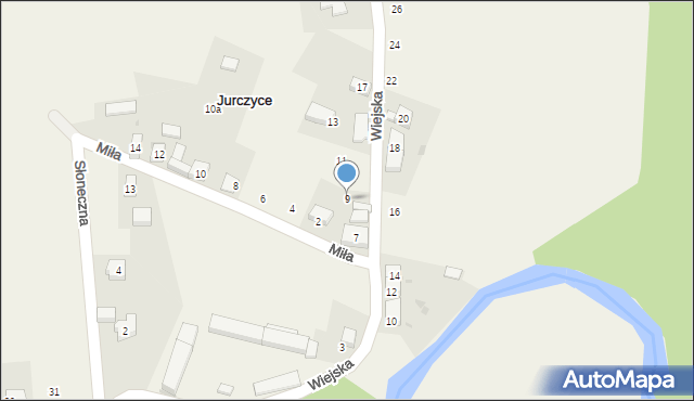 Jurczyce, Wiejska, 9, mapa Jurczyce