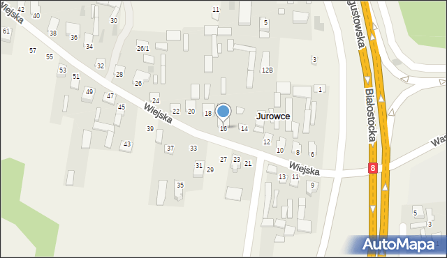 Jurowce, Wiejska, 16, mapa Jurowce