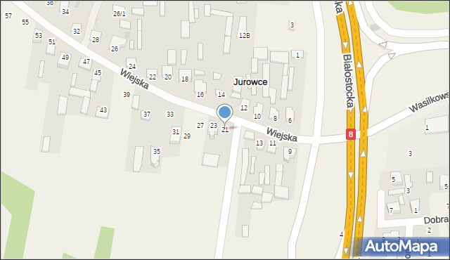 Jurowce, Wiejska, 21, mapa Jurowce