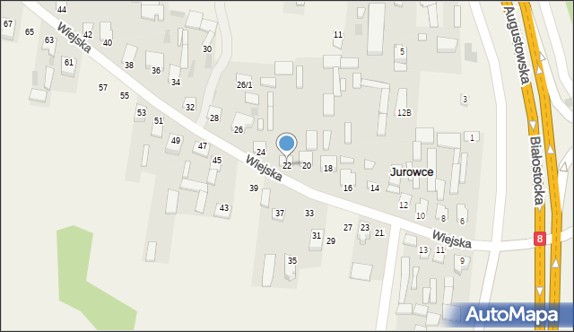 Jurowce, Wiejska, 22, mapa Jurowce