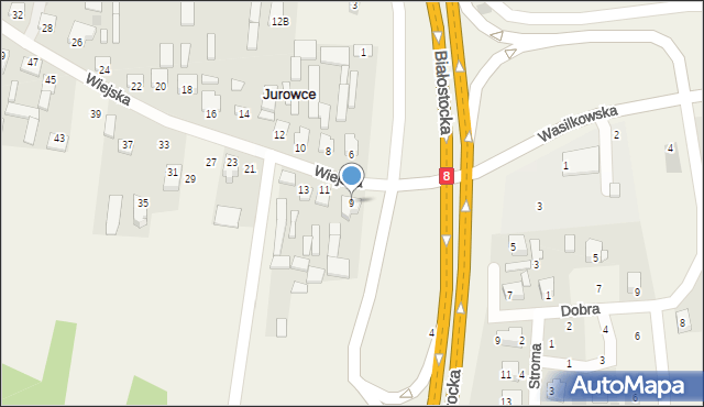 Jurowce, Wiejska, 9, mapa Jurowce