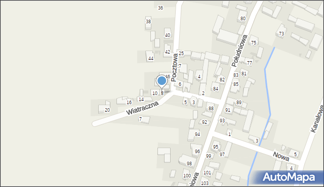 Kąkolewo, Wiatraczna, 8, mapa Kąkolewo