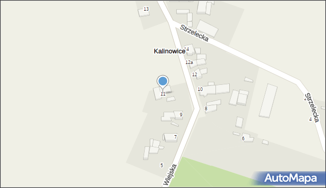 Kalinowice, Wiejska, 11, mapa Kalinowice