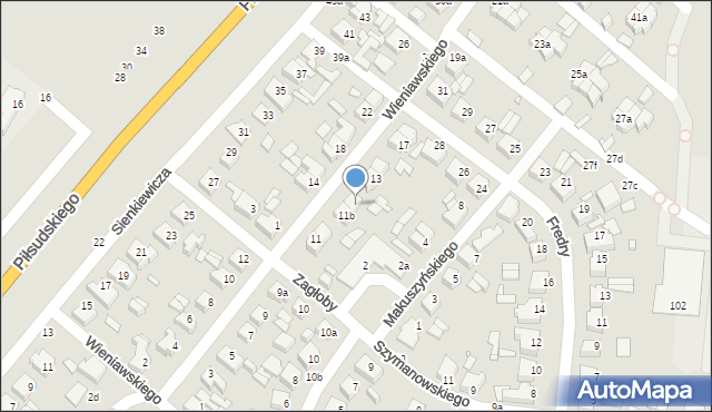 Kalisz, Wieniawskiego Henryka, 11c, mapa Kalisza