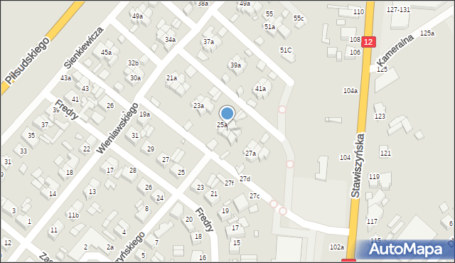 Kalisz, Wieniawskiego Henryka, 25b, mapa Kalisza