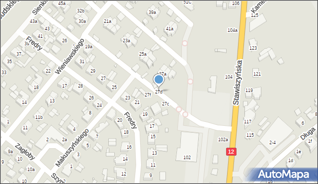 Kalisz, Wieniawskiego Henryka, 27d, mapa Kalisza