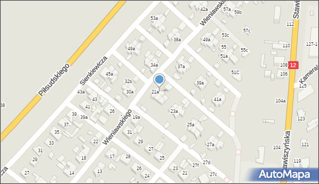 Kalisz, Wieniawskiego Henryka, 29a, mapa Kalisza