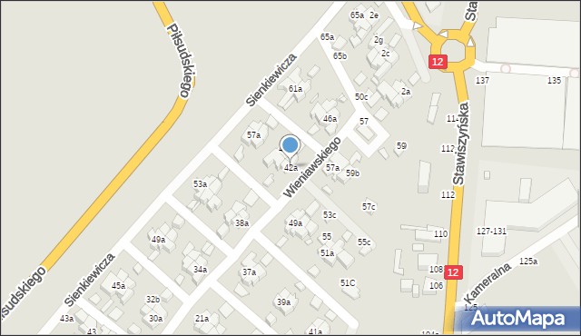 Kalisz, Wieniawskiego Henryka, 42a, mapa Kalisza